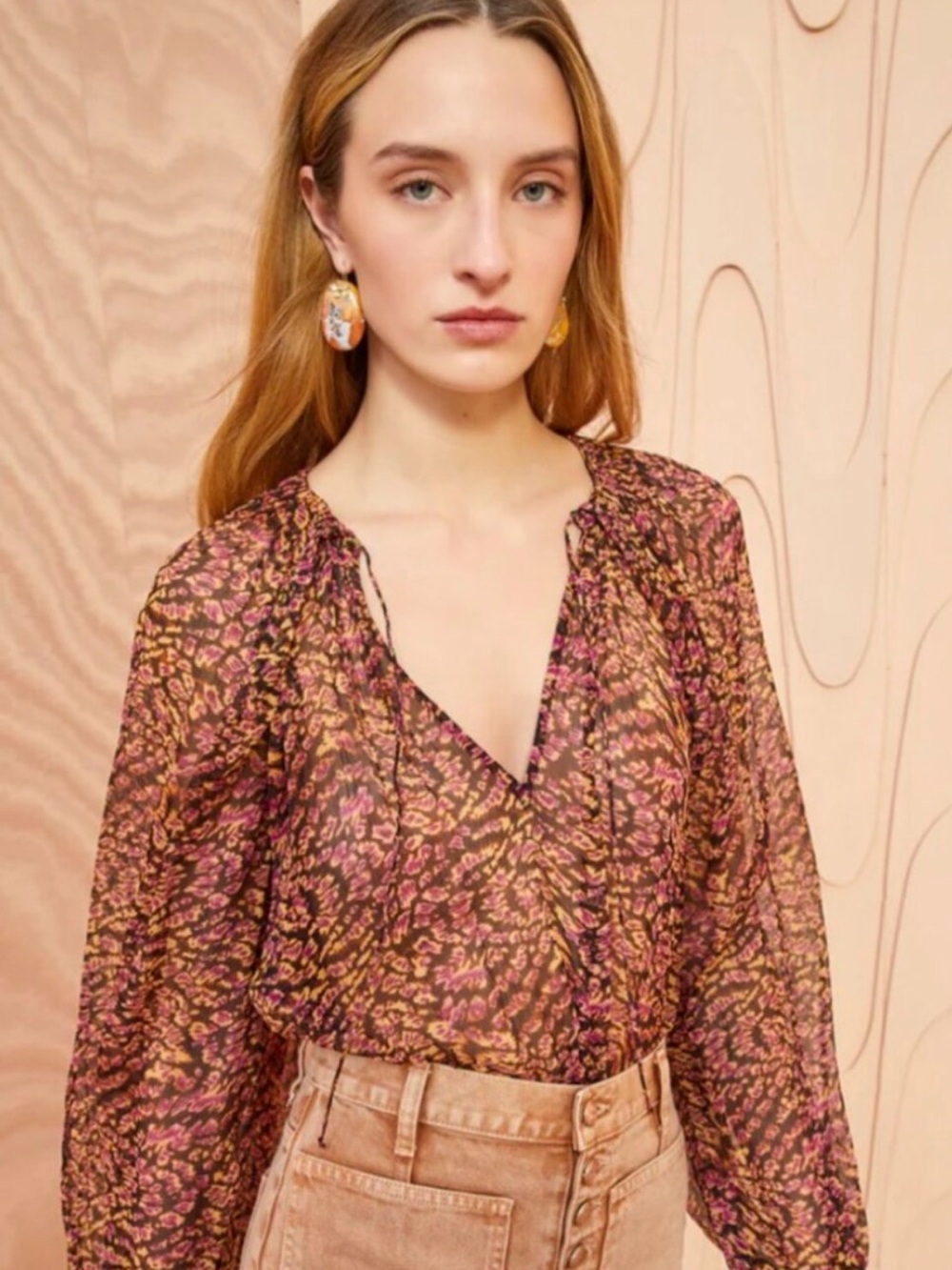 Ulla Johnson BOHO Pauline Blouse in Pomegranate
